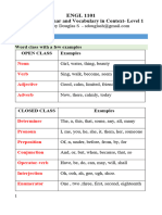 ENGL 1101 English Grammar and Vocabulary in Context - Level 1 Notes