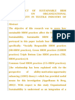 The Effect of Sustainable HRM Practices On Organizational Sustainability in Textile Industry of Pakistan