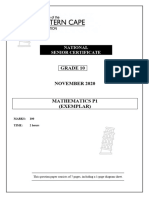 EC Maths Grade 10 November 2020 P1 and Memo