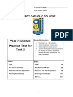 Practice  Test  for Yr 7 Science Task 2 (1)