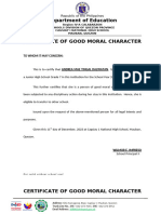 Certificate of Good Moral Character