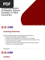 (New) Implementation of Healthy School Canteen in SEA Countries