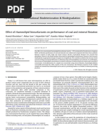 Effect of Rhamnolipid Biosurfactants On Performance of Coal and Mineral Flotation. Khoshdast, 2011