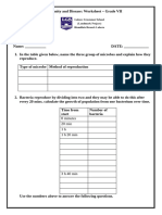 Immunity and disease - worksheet