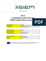 Techniques and Tools For OSINT Based Threat Analysis