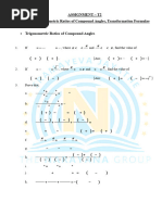 Assignment - T2 TOPIC - Trigonometric Ratios of Compound Angles, Transformation Formulae