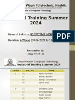 Industrial Training Summer 2024: K. K. Wagh Polytechnic, Nashik