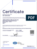 Certificate ISO 14001