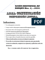 Evaluación Simulacro de Comprensión Lectora, Nro. 2, 2do. Grado.