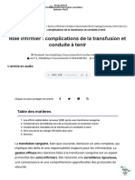 Rôle Infirmier: Complications de La Transfusion Et Conduite À Tenir