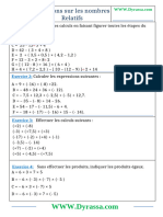 Operations Sur Les Nombres Relatifs Serie Dexercices 1 Word