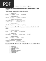 8 Parts of Speech Grammar Test