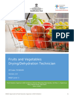 Fruits and Vegetables Drying/Dehydration Technician: Qualification Pack