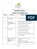 Igcse 1 French Term Planner