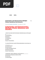 Colorimetry and Spectrometry Multiple Choice Questions and Answers