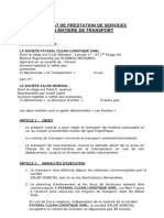 Model de Contrat de Prestation de Service en Matiere de Transport Routier (Client)