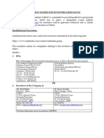 Investor Grievance Redressal Escalation Matrix