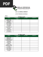 Site List of Finishing Materials