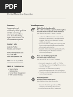 Beige Black Simple Digital Marketer CV PDF