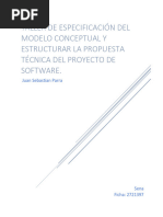 Taller de Especificación Del Modelo Conceptual y Estructurar La Propuesta Técnica Del Proyecto de Software