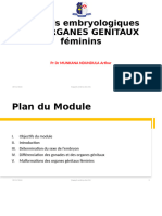 Rappels Embryologiques Des ORGANES GENITAUX Féminins