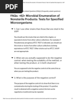 FAQs - Microbial Enumeration of Nonsterile Products - Tests For Specified Microorganisms - USP