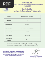 Conducted by - Institute For Promotion of Mathematics: IPM Results