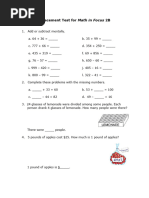 Math in Focus 2B Placement Test