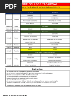 Date Sheet For Send-Up Exams 2024-25