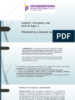 JD - Company Law - Topic 1 Prospectus & Types