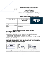 Đề + HDC HSG Anh 7