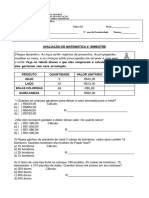 Avaliação de Matemática 4 Bimestre