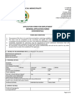 Application Form For Employment (General Applications Only)