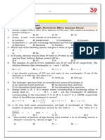 ATOMIC STRUCTURE Work Sheet For IIT Revision