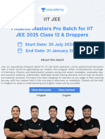 Phoenix Masters Pro Batch For IIT JEE 2025 Class 12 & Droppers - 30th July 2024