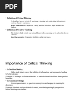 Presentation Critical Thinking and Creative Thinking