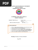 Astuss Grade 12 Biology Mock Examination One