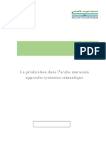 La Prédication Dans L'arabe Marocain Approche Syntaxico-Sémantique