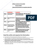 Writing A Summary of An Article