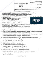 11th Physics EM Quarterly Exam 2023 Original Question Paper Covai District English Medium PDF Download