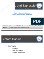 PL1 Lecture 4 Operators and Expressions