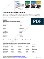 TOEIC Worksheet 2 - Synonyms and Antonyms