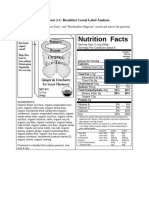 Worksheet 3 Cereal label