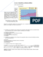 Ficha Historia 9 Ano Portugal Da 1 Republica a Ditadura Militar