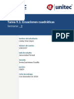 Tarea 9.1- Ecuaciones cuadráticas