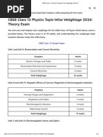 CBSE Class 12 Physics Chapter Wise Weightage 2024-25