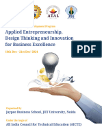 “Applied Entrepreneurship, Design Thinking and Innovation for Business Excellence”