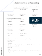 Solving Quadratic Equations by Factorising - Answers