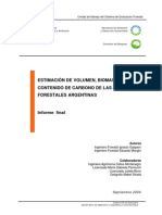 Estimación de Volumen, Biomasa y Contenido de Carbono en Las Regiones Forestales Argentinas