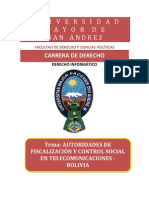 Des de Fiscalizacion y Control Social en Telecomunicaciones Bolivia